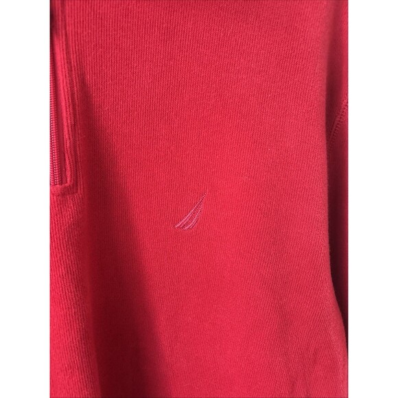 Nautica Men’s XXL Red Quarter Zip Knit Sweater Pullover Classic Cotton - Picture 3 of 7